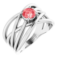 Load image into Gallery viewer, 14K White 3/8 CT Pink Lab-Grown Diamond Criss-Cross Ring
