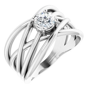 14K White 5/8 CT Lab-Grown Diamond Criss-Cross Ring