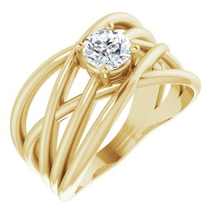 Bague entrelacée solitaire diamant jaune 1/2 ct 14 carats