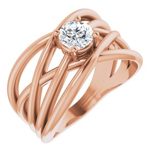 14K Rose 1/2 CT Diamond Solitaire Criss-Cross Ring
