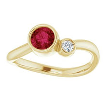Load image into Gallery viewer, 14K Yellow Ruby &amp; .06 CT Diamond Two-Stone Ring
