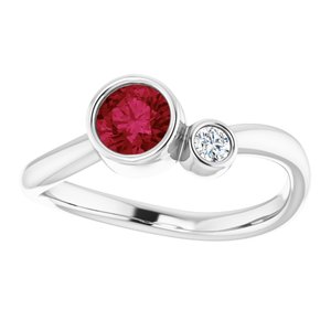Sterling Silver Ruby & .06 CT Diamond Two-Stone Ring