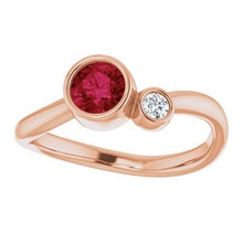 Load image into Gallery viewer, 14K Rose Ruby &amp; .06 CT Diamond Two-Stone Ring
