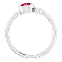 Load image into Gallery viewer, Sterling Silver Ruby &amp; .06 CT Diamond Two-Stone Ring
