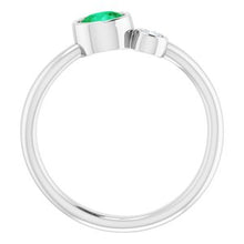 Load image into Gallery viewer, Platinum Emerald &amp; .06 CT Diamond Two-Stone Ring
