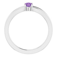 Load image into Gallery viewer, Sterling Silver Imitation Amethyst Solitaire Youth Ring
