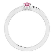Charger l'image dans la galerie, Sterling Silver Imitation Pink Tourmaline Solitaire Youth Ring
