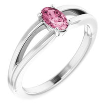 Charger l'image dans la galerie, Sterling Silver Imitation Pink Tourmaline Solitaire Youth Ring
