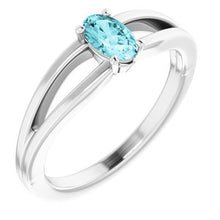 Charger l'image dans la galerie, Sterling Silver Imitation Blue Zircon Solitaire Youth Ring
