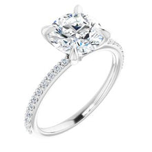 Load image into Gallery viewer, Platinum 8 mm Round Forever One‚Ñ¢ Moissanite &amp; 1/5 CTW Diamond Engagement Ring
