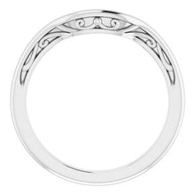 Load image into Gallery viewer, Sterling Silver  9x7 mm Emerald Wedding Band

