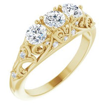 Load image into Gallery viewer, 14K Yellow 7/8 CTW Diamond Vintage-Inspired Three-Stone Anniversary Band
