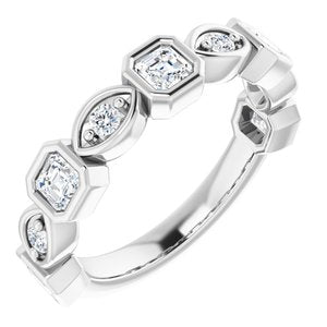 Bande d'anniversaire en diamant 14K blanc 9/10 CTW