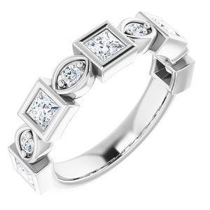 Bande d'anniversaire en diamant 14K blanc 9/10 CTW