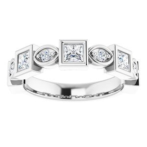 Bande d'anniversaire en diamant 14K blanc 9/10 CTW