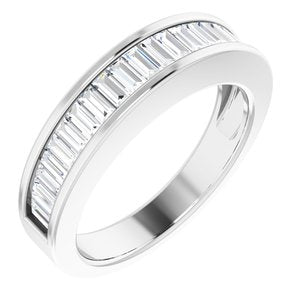Platinum 1 CTW Diamond Baguette Anniversary Band Size 8