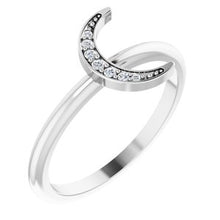 Load image into Gallery viewer, Sterling Silver .04 CTW Diamond Stackable Crescent Ring
