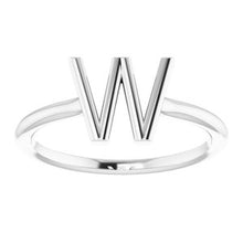 Load image into Gallery viewer, Sterling Silver Initial W Ring
