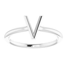Load image into Gallery viewer, Sterling Silver Initial V Ring
