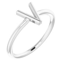 Load image into Gallery viewer, Sterling Silver Initial V Ring

