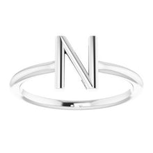 Load image into Gallery viewer, Sterling Silver Initial N Ring
