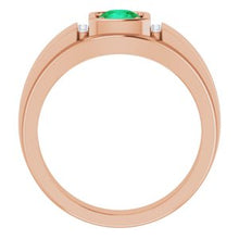 Charger l&#39;image dans la galerie, Bague pour homme en émeraude rose 14K et diamant 0,08 CTW

