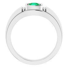 Load image into Gallery viewer, 14K White Emerald &amp; .08 CTW Diamond Men&#39;s Ring
