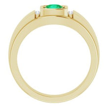 Load image into Gallery viewer, 14K Yellow Emerald &amp; .08 CTW Diamond Men's Ring
