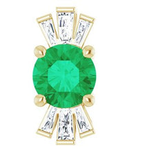 Load image into Gallery viewer, 14K Yellow Emerald &amp; 1/6 CTW Diamond Pendant
