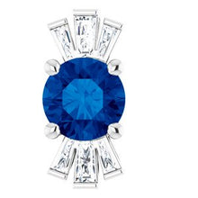 Load image into Gallery viewer, 14K White Blue Sapphire &amp; 1/6 CTW Diamond Pendant
