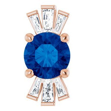 Load image into Gallery viewer, 14K Rose Blue Sapphire &amp; 1/6 CTW Diamond Pendant
