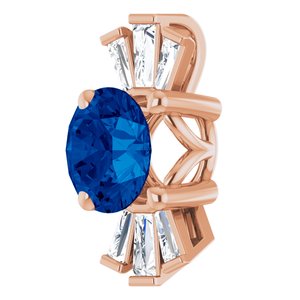 14K Rose Blue Sapphire & 1/6 CTW Diamond Pendant
