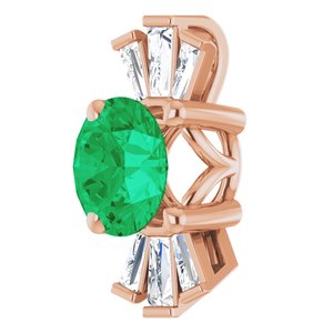 14K Rose Emerald & 1/6 CTW Diamond Pendant