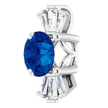 Load image into Gallery viewer, 14K White Blue Sapphire &amp; 1/6 CTW Diamond Pendant
