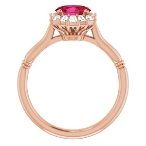 14K Rose Ruby & 1/4 CTW Diamond Ring
