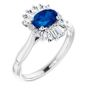 Platinum Blue Sapphire & 1/4 CTW Diamond Ring