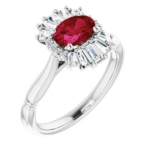 14K White Ruby & 1/4 CTW Diamond Ring