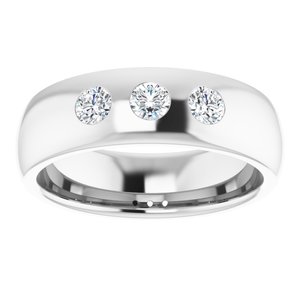3-Stone Half Round Band   
