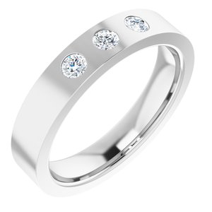 Platinum 1/5 CTW Diamond 3-Stone Flat Band Taille 12