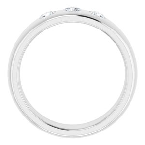 14K Blanc 1/3 CTW Diamond 3-Stone Half-Round Band Taille 12