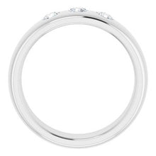 Load image into Gallery viewer, Platinum 1/3 CTW Diamond 3-Stone Half-Round Band Size 12
