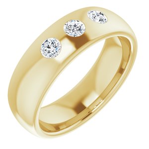 14K Yellow 1/3 CTW Diamond 3-Stone Half-Round Band Size 12