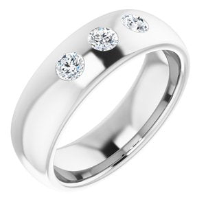 Platinum 1/3 CTW Diamond 3-Stone Half-Round Band Size 8.5