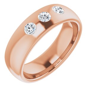 14K Rose 1/3 CTW Diamond 3-Stone Half-Round Band Size 11