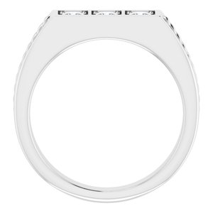 14K White 3x3 mm Square 1/2 CTW Diamond Men's Ring