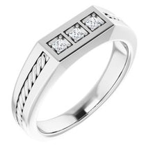 Load image into Gallery viewer, Platinum 2x2 mm Square 1/6 CTW Diamond Men&#39;s Ring
