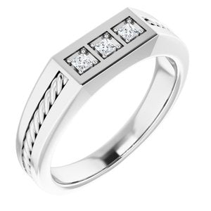 Platinum 2x2 mm Square 1/6 CTW Diamond Men's Ring