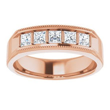 Charger l&#39;image dans la galerie, Bague pour homme en or rose 14K avec diamant de 3/4 CTW
