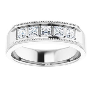 14K White 3/4 CTW Diamond Men's Ring