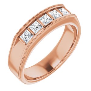 Bague pour homme en or rose 14K avec diamant de 3/4 CTW